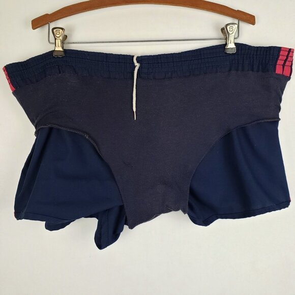 Adidas Vintage 1980s Running Shorts Made in USA Blue Red Trefoil Size XL - Picture 8 of 13